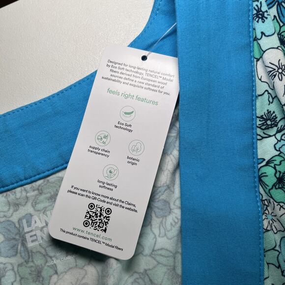 Lands End Faux Wrap Maxi Dress Size Large Floral Sleeveless Stretch Blue NWT - Picture 4 of 16